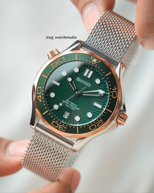 Seamaster Seiko Mod in RoseGold/ Green.