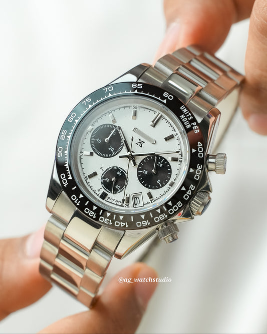 Seiko Mod Daytona/Seitona with VK63 Mechaquartz Chronograph Movement ( Speedtimer Panda )