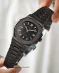 Seiko Mod Nautilus Blacked Out with NH35 Automatic Movement (Black/Black)