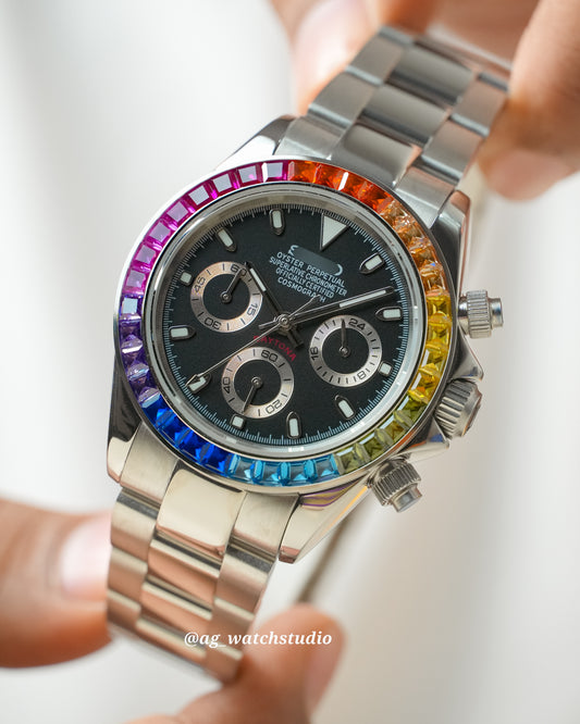 Seiko Mod Rainbow Daytona with VK63 Mechaquartz Chronograph Movement.