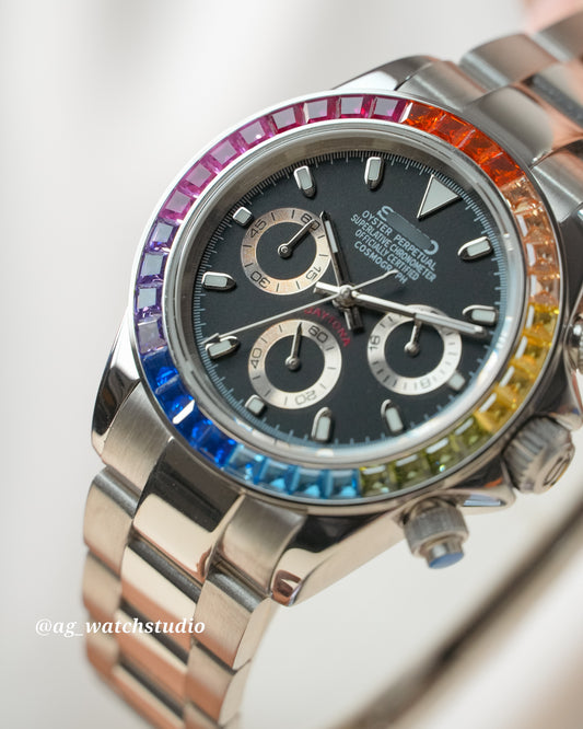 Seiko Mod Rainbow Daytona with VK63 Mechaquartz Chronograph Movement.