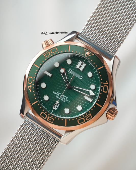 Seamaster Seiko Mod in RoseGold/ Green.