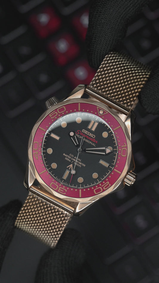 Seamaster Seiko Mod in RoseGold/Crimson