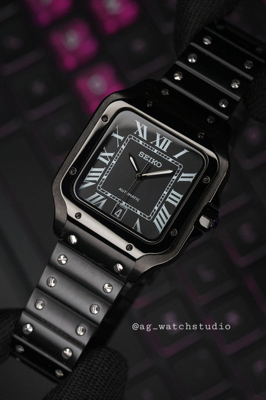 Seiko Mod Santos (Full Black) (Date @ 6)